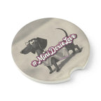 Muted dachshund car coaster featuring Roxy Roo. Soapstone with matte finish. Sold as single or set of 2. Made to order.