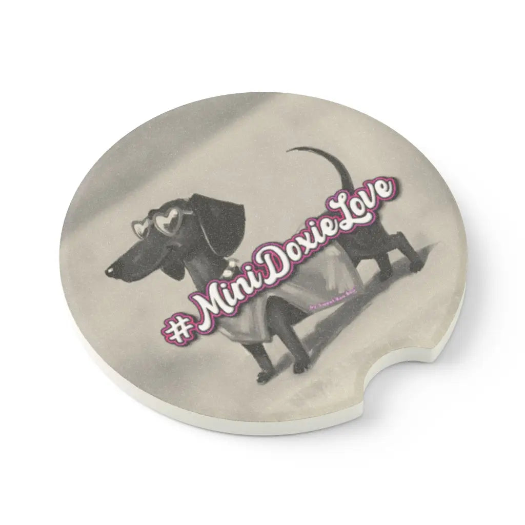 Muted dachshund car coaster featuring Roxy Roo. Soapstone with matte finish. Sold as single or set of 2. Made to order.