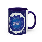 Sweet Roo Bou ceramic dachshund mug in 11 oz or 15 oz. Festive coffee with winter dog art three colors.