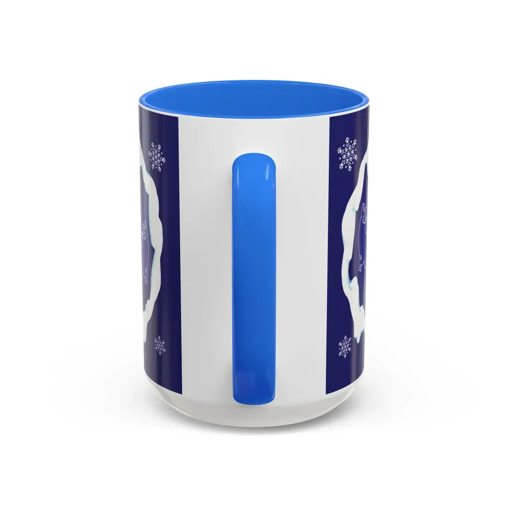 Sweet Roo Bou ceramic dachshund mug in 11 oz or 15 oz. Festive coffee with winter dog art three colors.