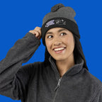 Cozy embroidered beanie with dachshund art by Sweet Roo Bou. A playful winter hat in six colors for dog lovers and fun