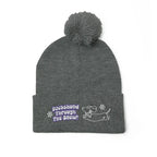 Cozy embroidered beanie with dachshund art by Sweet Roo Bou. A playful winter hat in six colors for dog lovers and fun
