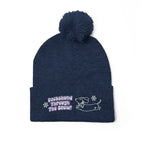 Cozy embroidered beanie with dachshund art by Sweet Roo Bou. A playful winter hat in six colors for dog lovers and fun