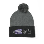 Cozy embroidered beanie with dachshund art by Sweet Roo Bou. A playful winter hat in six colors for dog lovers and fun