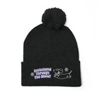 Cozy embroidered beanie with dachshund art by Sweet Roo Bou. A playful winter hat in six colors for dog lovers and fun