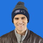 Cozy embroidered beanie with dachshund art by Sweet Roo Bou. A playful winter hat in six colors for dog lovers and fun