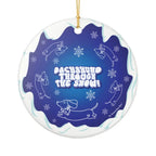 Exclusive Sweet Roo Bou™ ceramic ornament with dachshund art. A glossy giftable keepsake for dog lovers and holiday