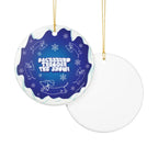 Exclusive Sweet Roo Bou™ ceramic ornament with dachshund art. A glossy giftable keepsake for dog lovers and holiday