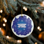 Exclusive Sweet Roo Bou™ ceramic ornament with dachshund art. A glossy giftable keepsake for dog lovers and holiday