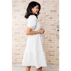 Make a statement in our bubble midi dress. Plus size approved with pockets tie belt and tiered skirt - whimsical