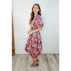 Turn heads in the Delightful Blooms Puff Sleeve Floral Midi Dress. A vibrant flattering plus size dress perfect