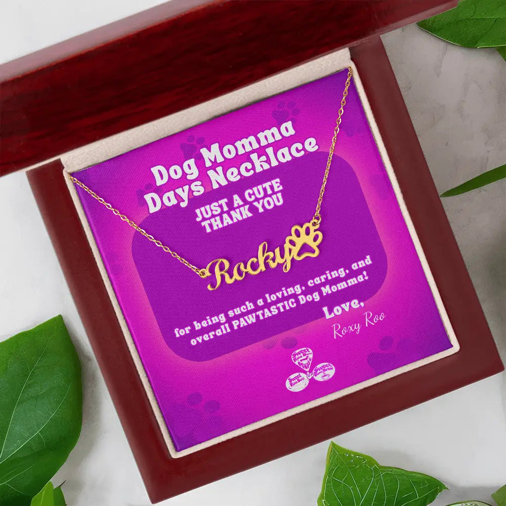 Dog Momma Days™ Personalized Necklace – Name & Paw Print