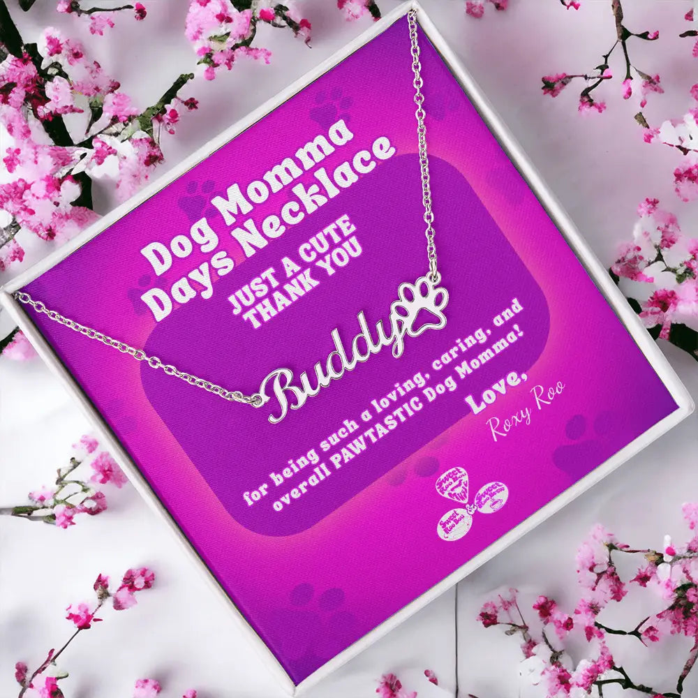 Dog Momma Days™ Personalized Necklace – Name & Paw Print