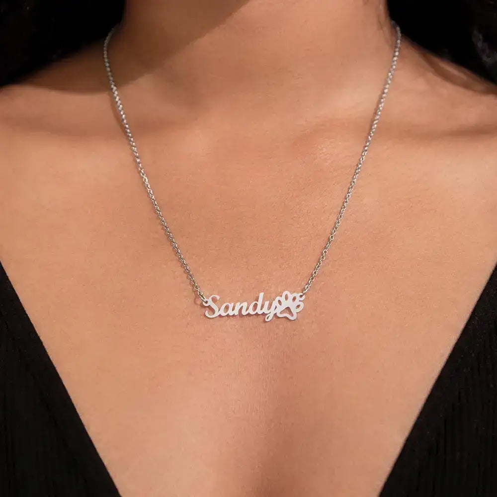 Celebrate Dog Momma Days™ any day of the year with our personalized necklace featuring your favorite pet name and a paw