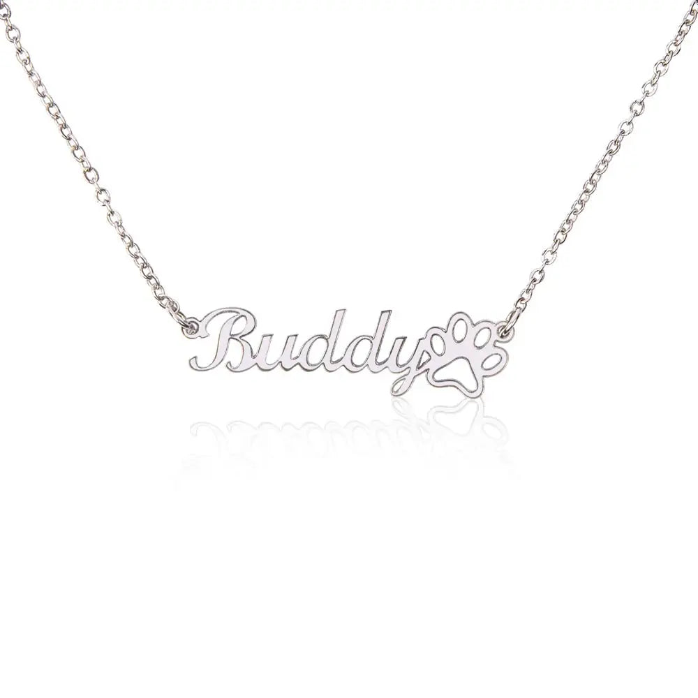 Dog Momma Days™ Personalized Necklace – Name & Paw Print