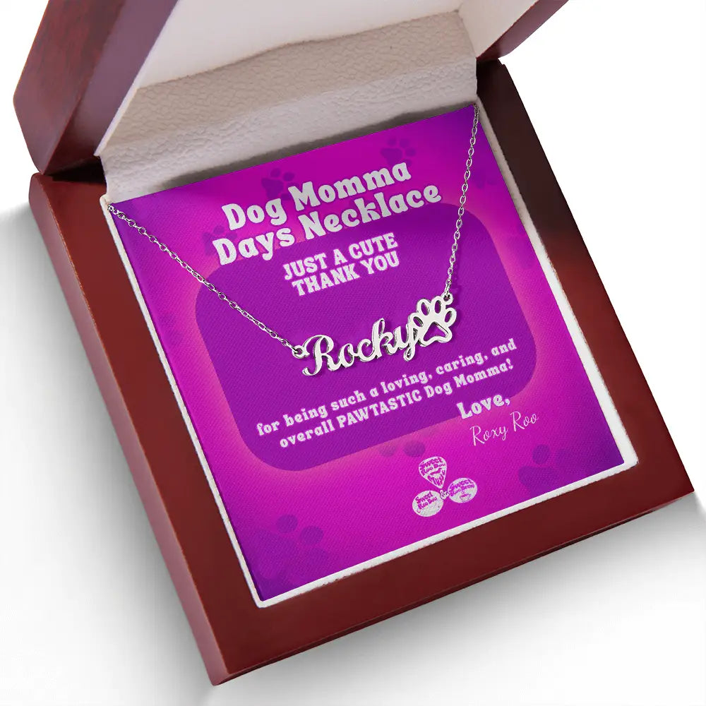 Dog Momma Days™ Personalized Necklace – Name & Paw Print