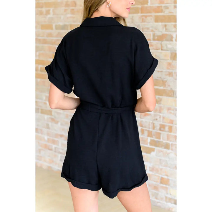 Don’t Worry ’Bout a Thing Black V-Neck Romper