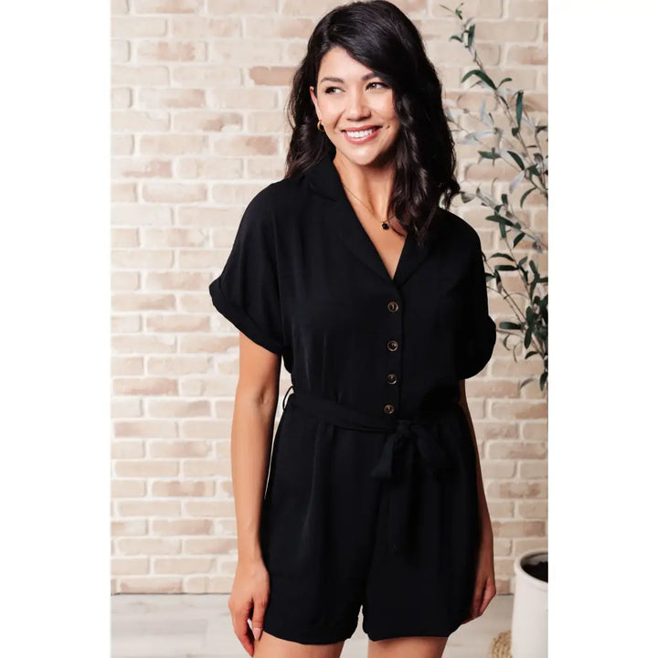 Don’t Worry ’Bout a Thing Black V-Neck Romper