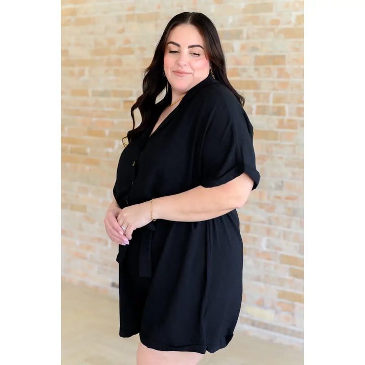 Don’t Worry ’Bout a Thing Black V-Neck Romper