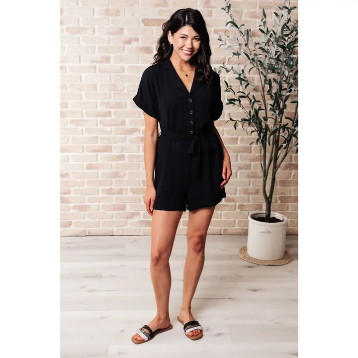 Don’t Worry ’Bout a Thing Black V-Neck Romper