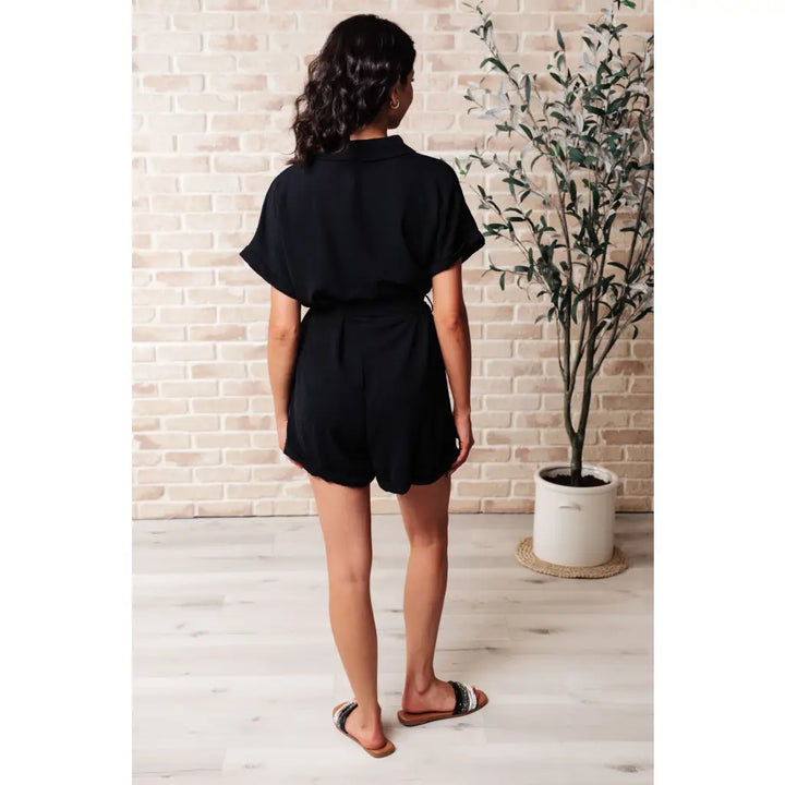 Don’t Worry ’Bout a Thing Black V-Neck Romper