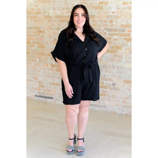 Don’t Worry ’Bout a Thing Black V-Neck Romper