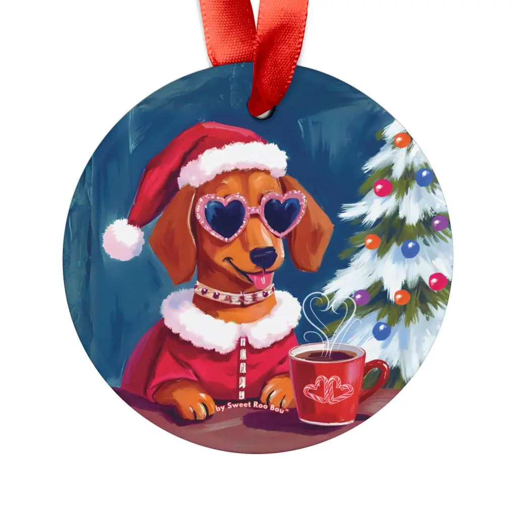 Doxie Claus Holiday Acrylic Ornament