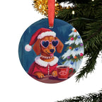 Doxie Claus Holiday Acrylic Ornament