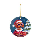 Doxie Claus Holiday Ceramic Ornament