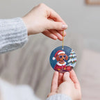 Doxie Claus Holiday Ceramic Ornament
