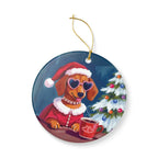 Doxie Claus Holiday Ceramic Ornament