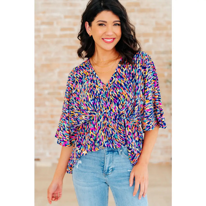 Dreamer Peplum Top in Painted Royal - Tops