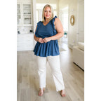 Our Dusty Blue Ruffled Babydoll Top is the perfect addition to your wardrobe! Crafted from a soft and stretchy jersey