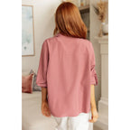 Dusty blush button up top S to 3XL plus size friendly and chic. Soft versatile polished for work or weekends