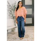 Shop this dusty rose floral top with flowy fit and stretch comfort. Available in standard plus sizes