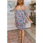 Bold off-shoulder animal print shift dress knee-length and curve-friendly. Available in S to 3XL. Ships 2–3 days.