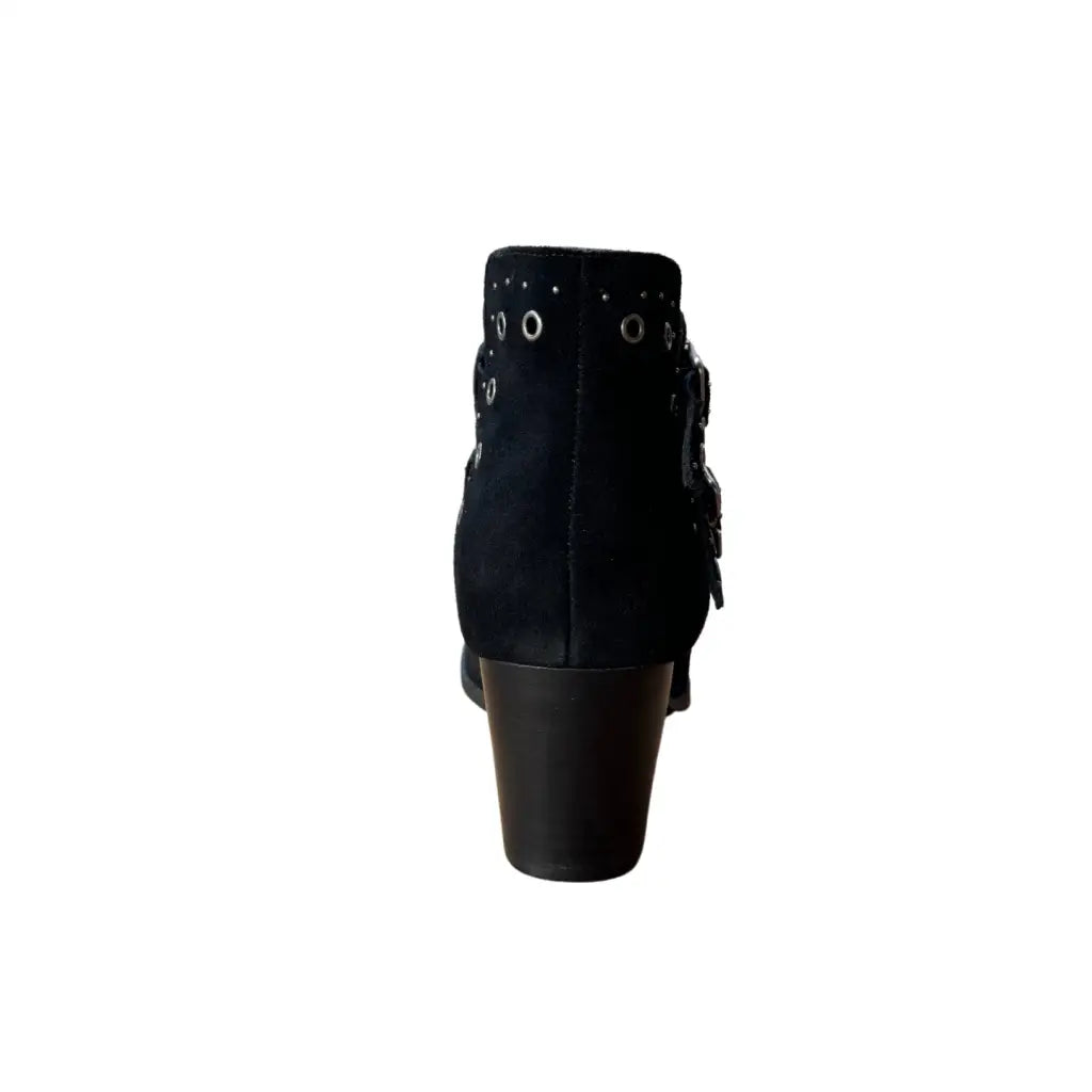Step into timeless style with the Elsa Leather Ankle Boot in Black! Genuine suede stylish hardware and cushioned