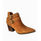 A timeless staple the Elsa Leather Ankle Boot in Tan features genuine suede stylish hardware and cushioned comfort.