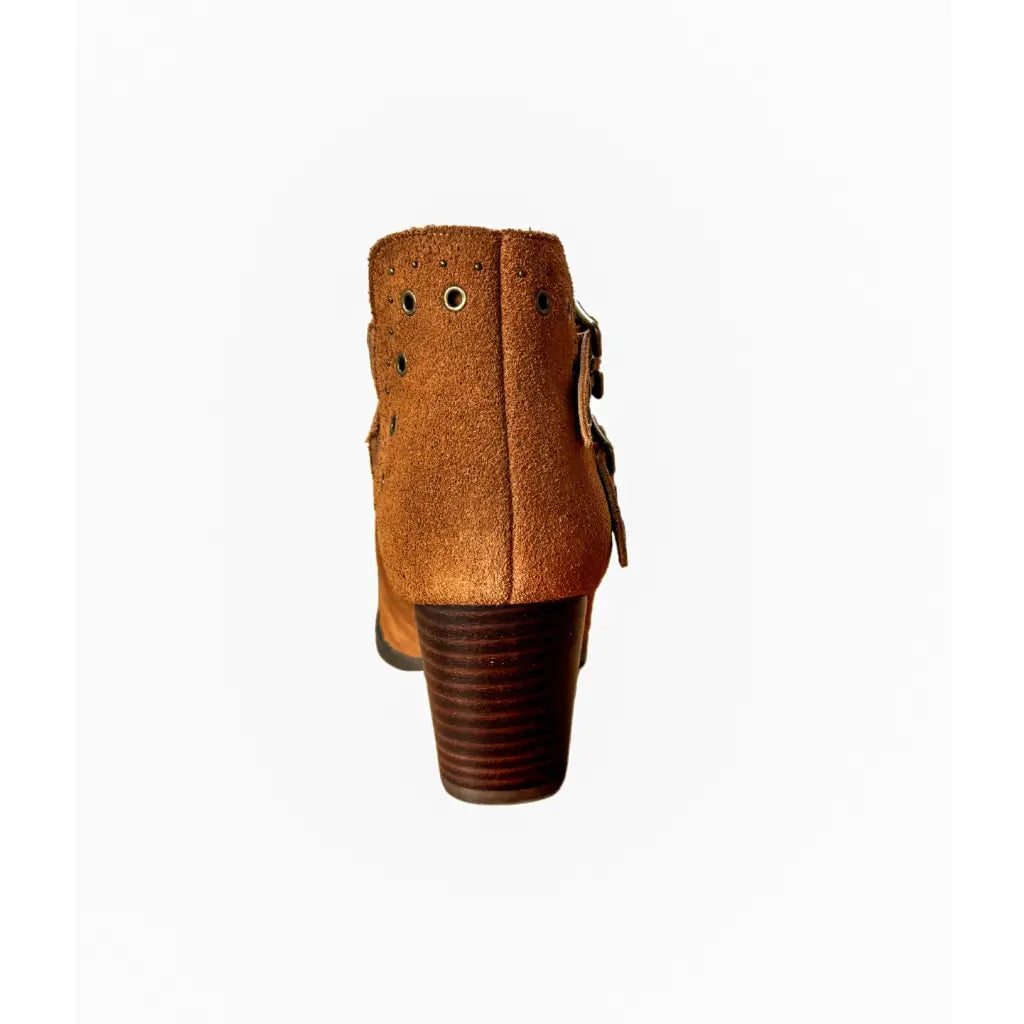 A timeless staple the Elsa Leather Ankle Boot in Tan features genuine suede stylish hardware and cushioned comfort.