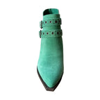 Make a statement with the Elsa Leather Ankle Boot in Teal! Genuine suede stylish hardware and cushioned comfort.