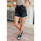 Get ready for some frayed fun with our Ember High Rise Control Top Fray Hem Shorts from Judy Blue! The washed
