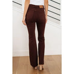 Our Espresso Flares Control Top Judy Blue Jeans look as great they feel! Enjoy the garment-dyed espresso brown coloring