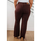 Our Espresso Flares Control Top Judy Blue Jeans look as great they feel! Enjoy the garment-dyed espresso brown coloring