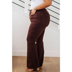 Our Espresso Flares Control Top Judy Blue Jeans look as great they feel! Enjoy the garment-dyed espresso brown coloring