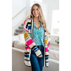 Our Felt Cute Striped Cardigan is effortlessly fashionable combining novelty mid-weight knit and bold stripes to make