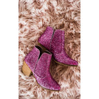 Fiera Booties in Fuchsia Pink Glitter