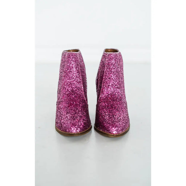 Fiera Booties in Fuchsia Pink Glitter - Shoes