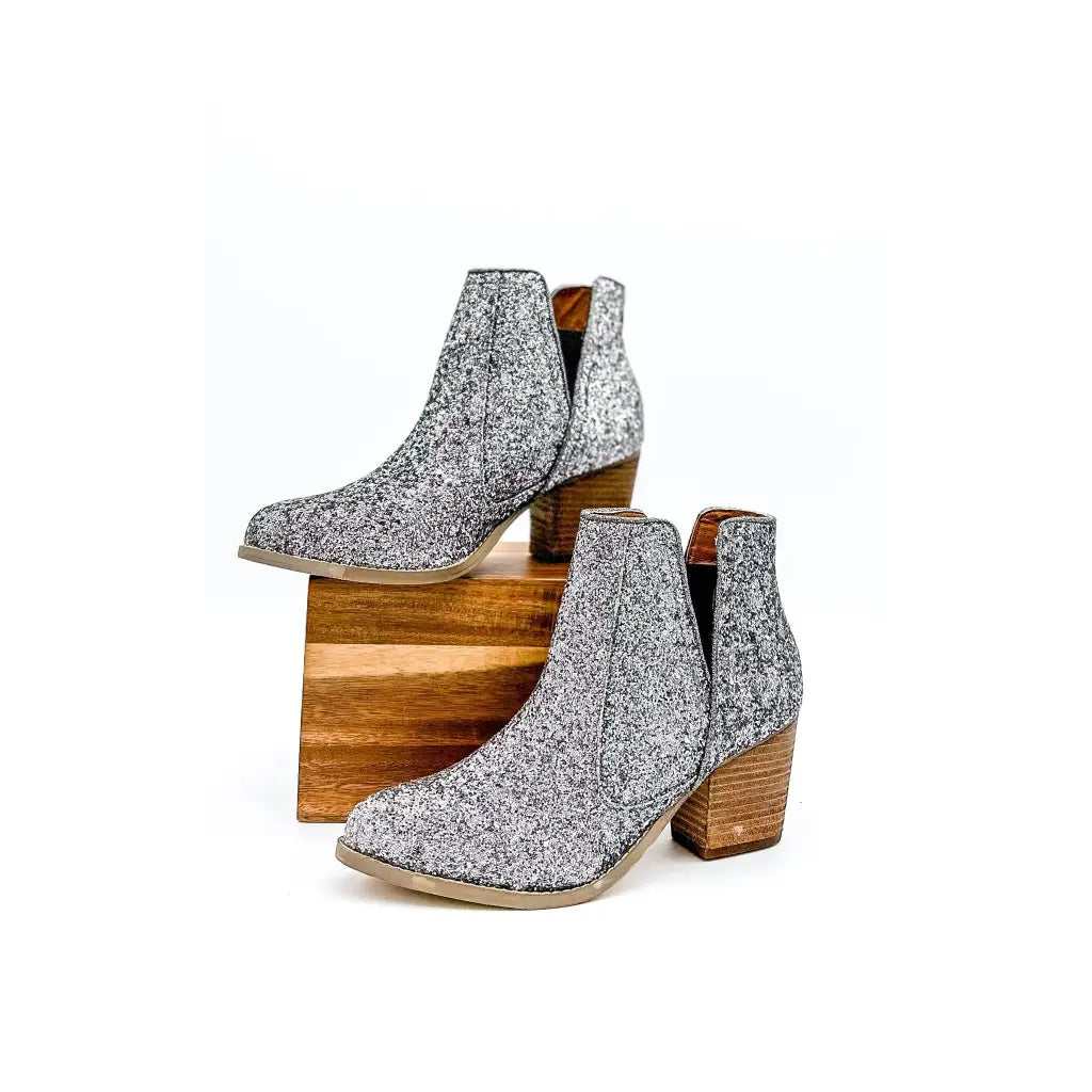Fiera Booties in Pewter Glitter