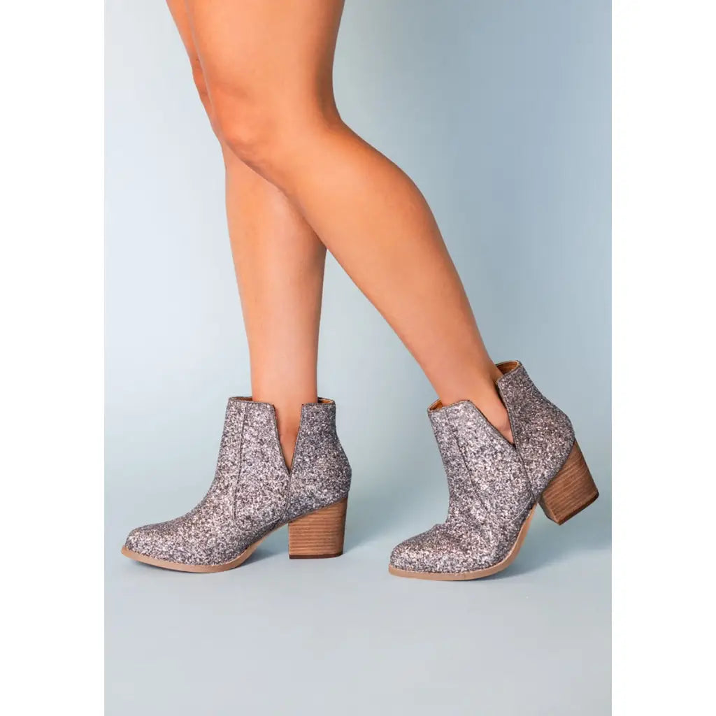 Fiera Booties in Pewter Glitter