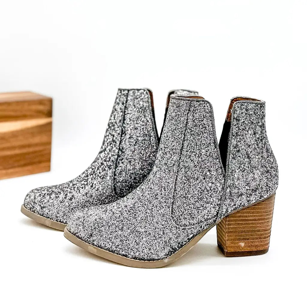 Fiera Booties in Pewter Glitter